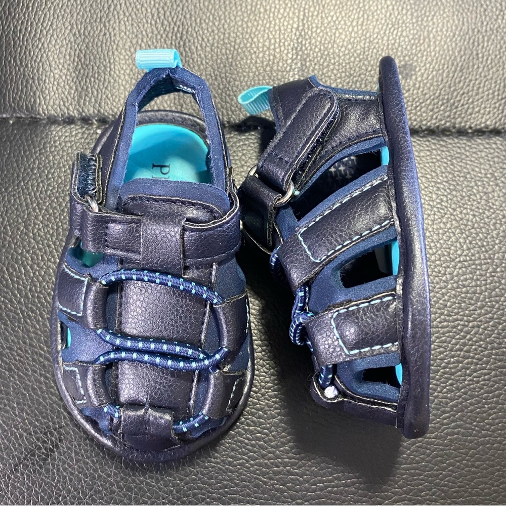 The Children’s Place Baby Unisex Sandals Navy Blue & Turquoise Size 0-3